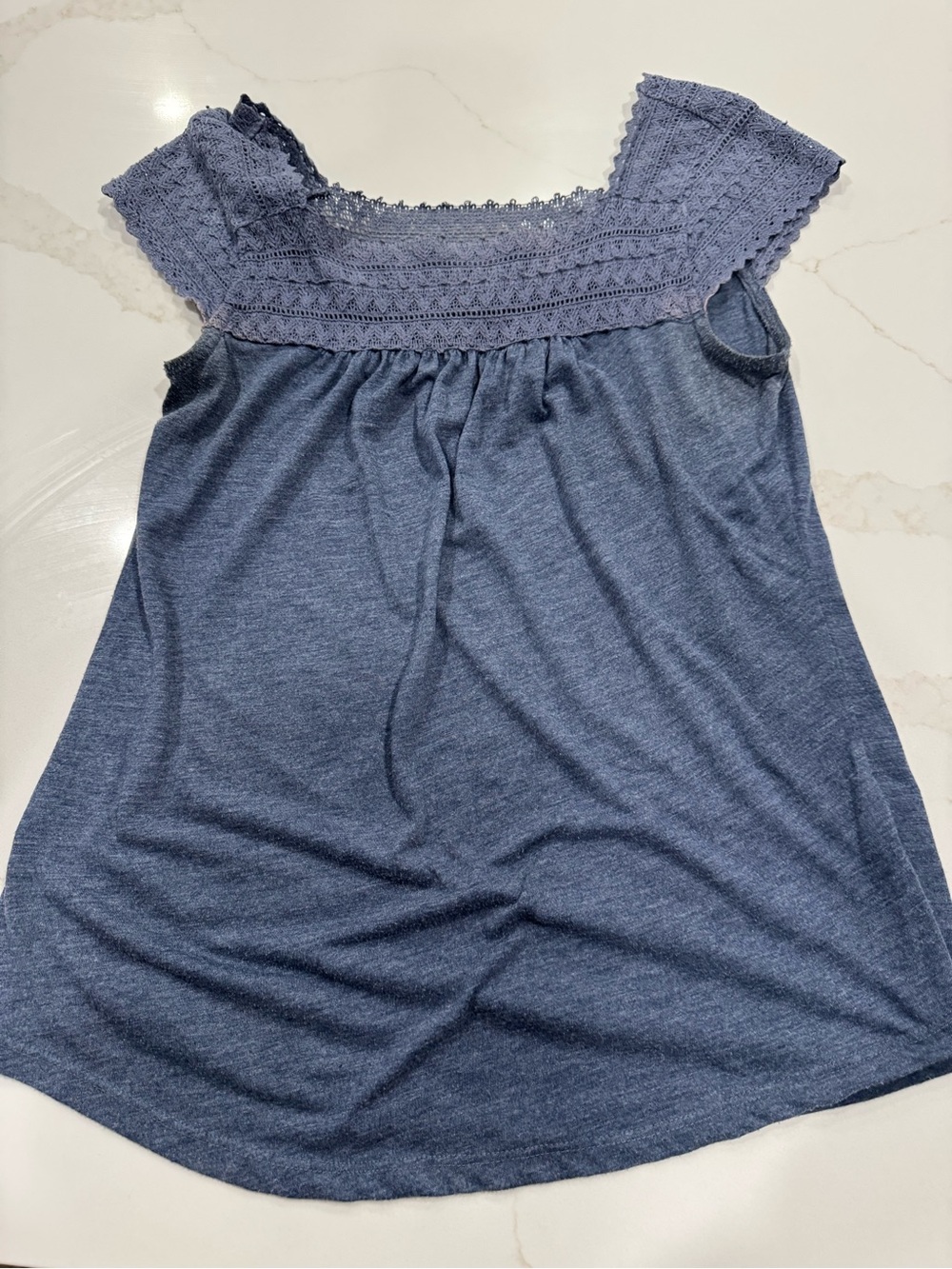 Nine West Villiage American Blue Lace Yoke Tank Top